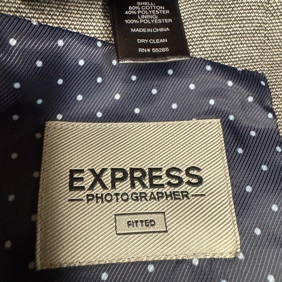 EXPRESS Mens Grey SLIM FIT STRETCH Sport Coat Blazer Jacket SIZE 3 - Picture 9 of 10